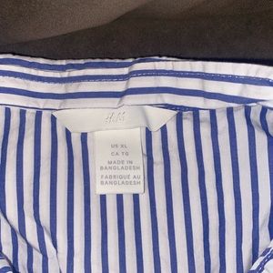 Blue and white stripe button up shirt